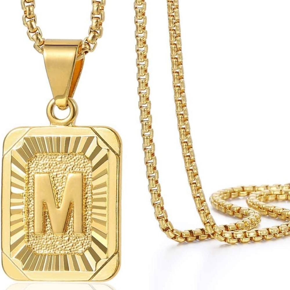 A-Z Letter Initial Pendant and Necklace for Men and Women